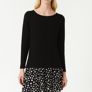 Black Ribbed Knit Top